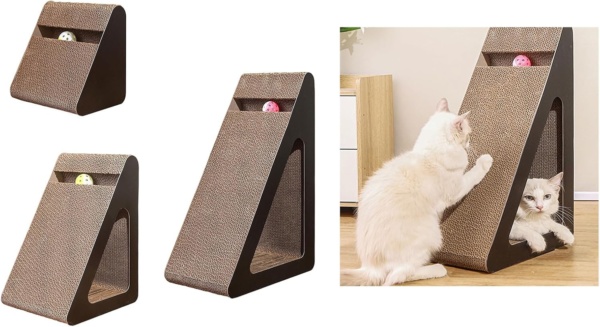 Space Saving Triangular Cats Scratcher Stand With Rotating For Interaction Fun And Claws Health Grinding Scratch Toy - Image 2