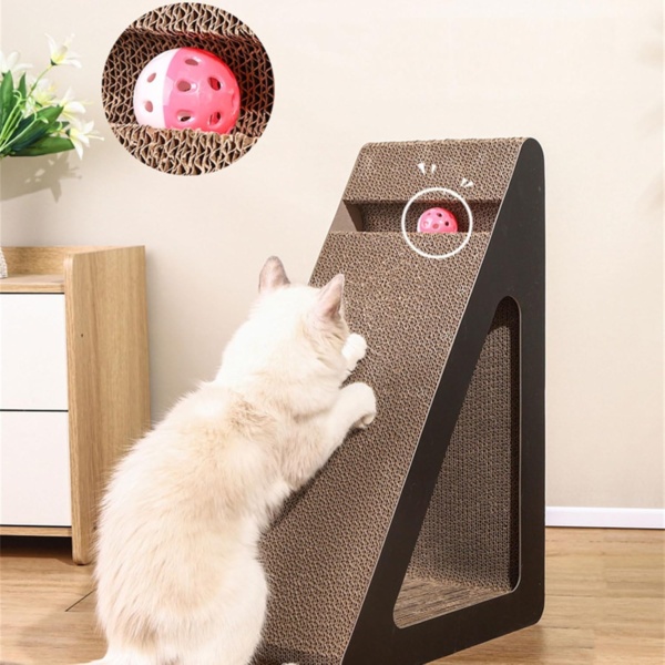 Space Saving Triangular Cats Scratcher Stand With Rotating For Interaction Fun And Claws Health Grinding Scratch Toy - Image 7