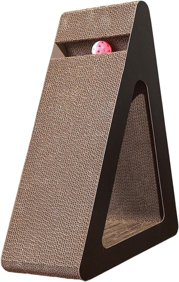 Space Saving Triangular Cats Scratcher Stand With Rotating For Interaction Fun And Claws Health Grinding Scratch Toy