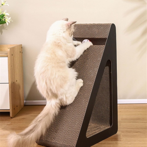 Space Saving Triangular Cats Scratcher Stand With Rotating For Interaction Fun And Claws Health Grinding Scratch Toy - Image 5
