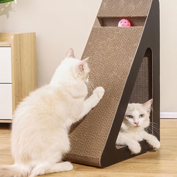 Space Saving Triangular Cats Scratcher Stand With Rotating For Interaction Fun And Claws Health Grinding Scratch Toy - Image 6