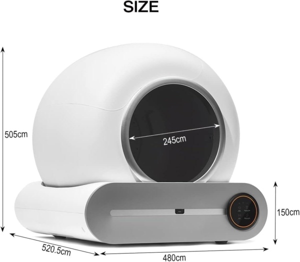 Self Cleaning Cat Litter Box 65L, App Control And Health Monitoring,Safe Anti-Pinch,Ion Deodorisation,9l Waste Bin, For Multiple Cats, With Garbage Bags - Image 9