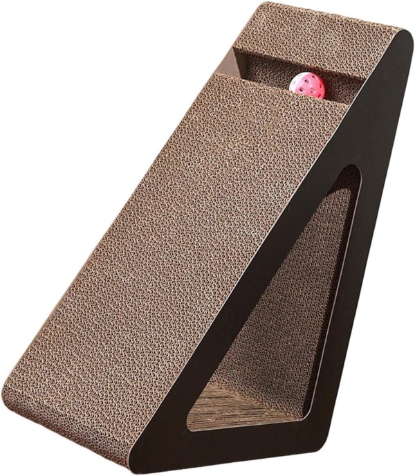 Space Saving Triangular Cats Scratcher Stand With Rotating For Interaction Fun And Claws Health Grinding Scratch Toy