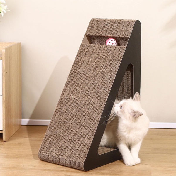 Space Saving Triangular Cats Scratcher Stand With Rotating For Interaction Fun And Claws Health Grinding Scratch Toy - Image 4