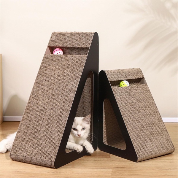 Space Saving Triangular Cats Scratcher Stand With Rotating For Interaction Fun And Claws Health Grinding Scratch Toy - Image 5
