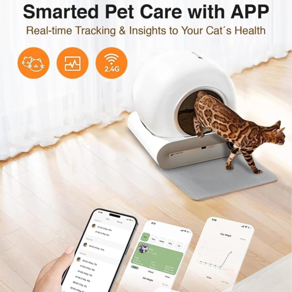 Self Cleaning Cat Litter Tray, APP Control And Health Monitoring, Ion Deodorisation, Automatic Cats Toilet Safety Anti-Pinch Robot, 9L ， For Multiple Cats - Image 3