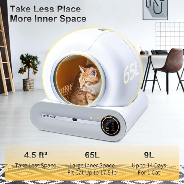 Self Cleaning Cat Litter Tray, APP Control And Health Monitoring, Ion Deodorisation, Automatic Cats Toilet Safety Anti-Pinch Robot, 9L ， For Multiple Cats - Image 4