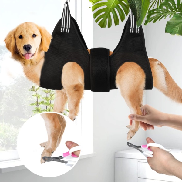 Upgraded Pet Grooming Hammock, Dog Grooming Harness Kit with Adjustable Velcro, Grooming Kit for Dog Cat Bathing, Grooming, Nail Trimming, Claw Care (L, Black) - Image 3