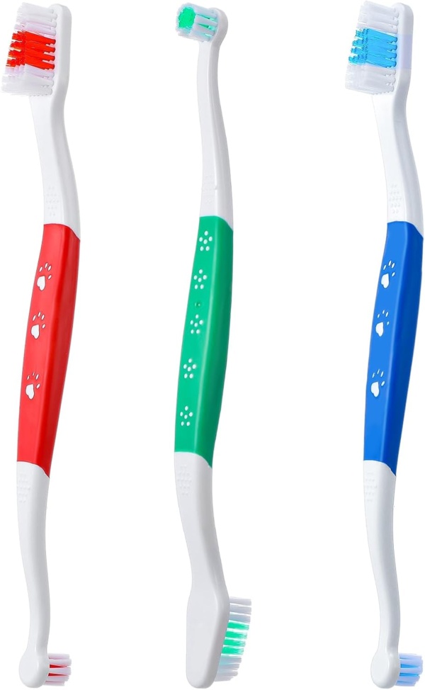 3 Pcs Pet Toothbrushes Double Headed Convenient Soft Bristles Puppy Long Handle Easy Teeth Cleaning Dental Hygiene Care Tooth Brushes for Small to Large Dogs Cats and Most Pets - Image 8