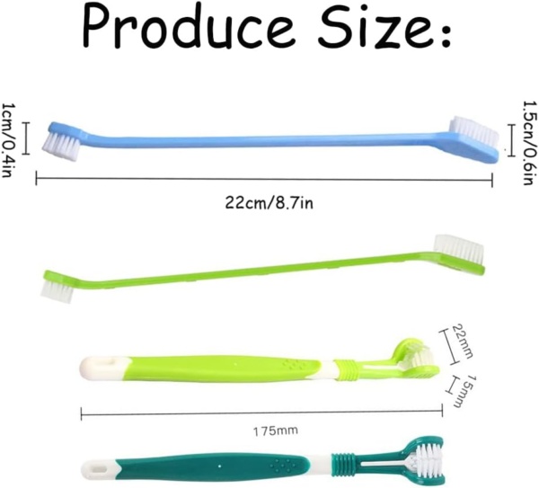 Dog Toothbrush,2 Triple Head Pet Toothbrushes 2 Double Headed Toothbrush Multi-Angle Dental Cleaning Brushes for Dog Cat pet Tooth Dental Health - Image 7