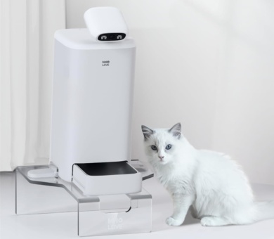 Raised Cat Feeder Crystal Stand, HHOLOVE Elevated Holder for Automatic Cat Feeders Pet Food Dispenser Shelf for Kitten Adult Cats Pet Supplies to Protect Pets Neck Health compatible for HHOLOVE Feeder