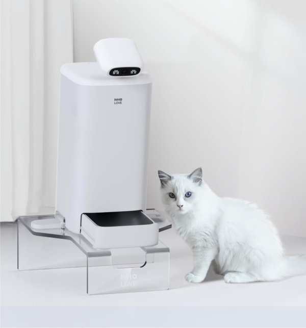 Raised Cat Feeder Crystal Stand, HHOLOVE Elevated Holder for Automatic Cat Feeders Pet Food Dispenser Shelf for Kitten Adult Cats Pet Supplies to Protect Pets Neck Health compatible for HHOLOVE Feeder