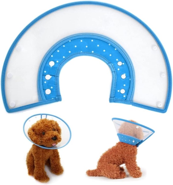 Pet Cone,Dog Cone Adjustable Collar,Protect The Neck Surgery Recovery,for Puppies,Small Dogs and Cats (S, White,Bule) - Image 3