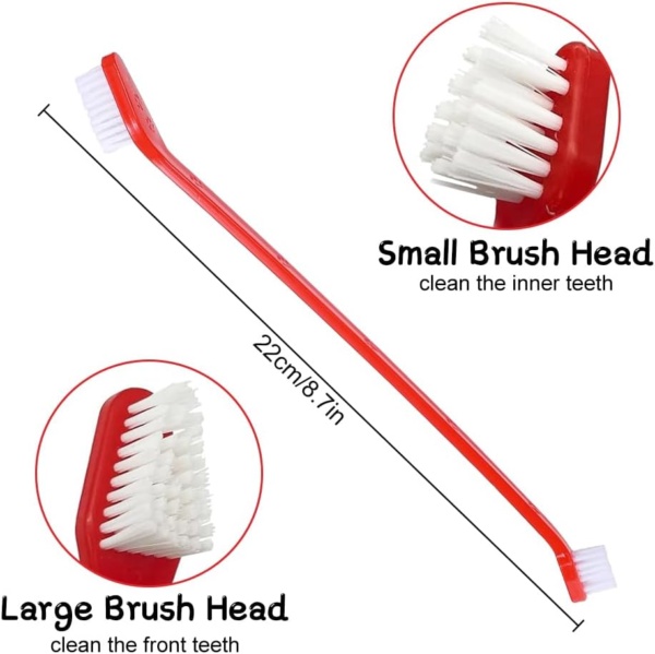 Pack of 6 Dog Toothbrush Set, Double Ended Dog & Cat Dental Oral Care Toothbrush, Long Handle Pet Teeth Brush for Dogs Tooth Cleaner Care for Small to Large Dogs Cats - Image 2
