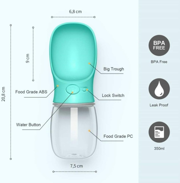 Dog Water Bottle-350ml/550ml Portable Dog Drinking Bottles for Walking Travel,Leak-Proof Puppy Doggy Drinking Dispenser & Feeder for Hiking, Camping, Outdoor Dog Drinking Bowl Dog Gift - Image 5