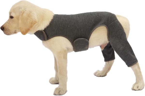 Dog Surgery Recovery Suit Lick Sleeve For Dogs Rear Leg for Alternative Elizabethan Collar Dog Elbow Protector Soft Comfortable Dog Leg Wound Protector Brace (Gray, L) - Image 2