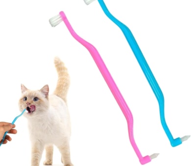2 Pack Double-Sided Cat & Dog Toothbrush, Cat Toothbrush Dog Toothbrush, Ergonomic Design with Micro Brush Head for Effective Oral Care, Cat Dental Care Supplies Pet Dental Cleaning Tool