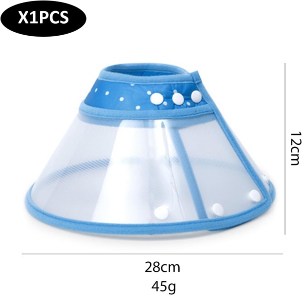 1 Piece Pet Collar - Leak Protection for Cats & Dogs, Transparent, Lightweight (Blue) - Image 2