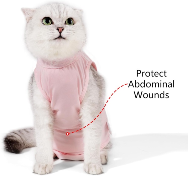 HEYWEAN Cat Recovery Suit Post Surgery Cat Body Suit After Surgery Cat Onesie Stop Licking Cat Medical Vest Spay Suit Cat Surgery Recovery Suit Cat Surgical Suit Protection Suit Kitten Recovery Suit - Image 4