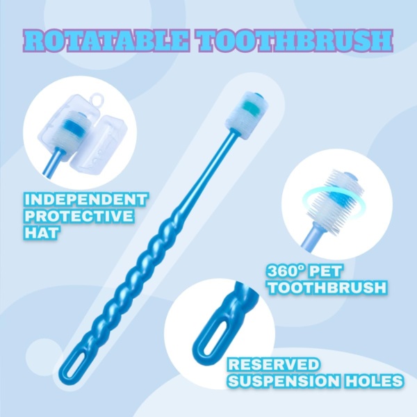 2PCS Dog Toothbrush Set，Dog Toothbrush 360°Silicone Pet Finger Toothbrush for Dogs Cats ，Dog Oral Hygiene Deep Clean with Storage Case，Dogs Teeth Plaque Dog Dental Care (Blue, Average) - Image 3