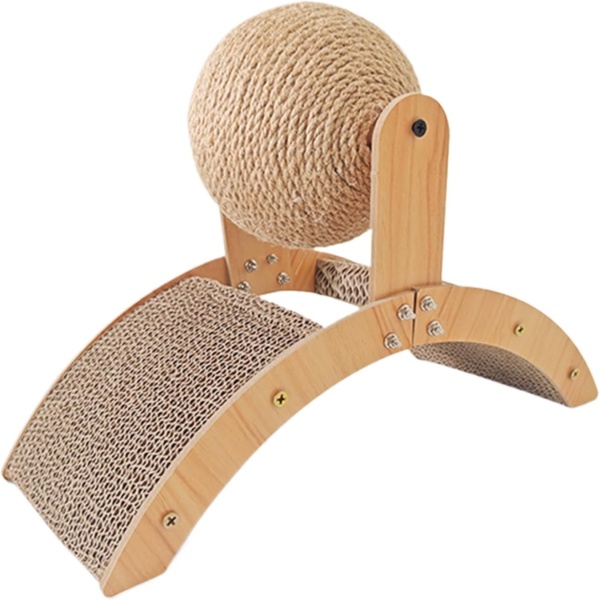 Cat Scratcher Toy, Kitten Claw Grinding Ball, Wooden Sisal Scratcher, Furniture Protector, Exercise and Claw Health Promoter, for Indoor Outdoor Pet Play, 20.08x12.2x7.87 inches