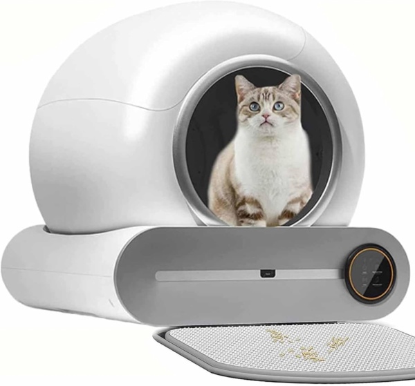 65L Self Cleaning Cat Litter Box, Dual Sensor Automatic Cat Toilet,With Odor Eliminator App Control & Health Monitor Includes Garbage Bags,For Multiple Cats