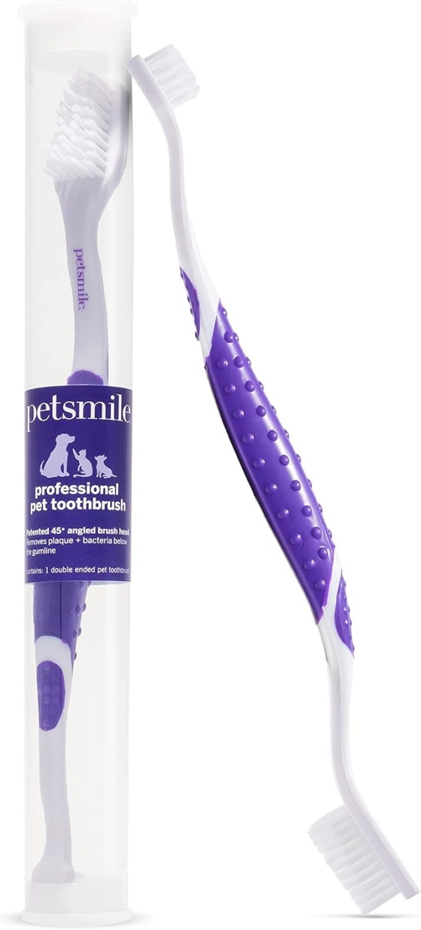 Petsmile Professional Pet Toothbrush - Patented 45° Cat & Dog Toothbrush for Small & Large Animals - Pet Accessories for Dental Care - VOHC Approved Teeth Cleaning - Toothpaste Not Included