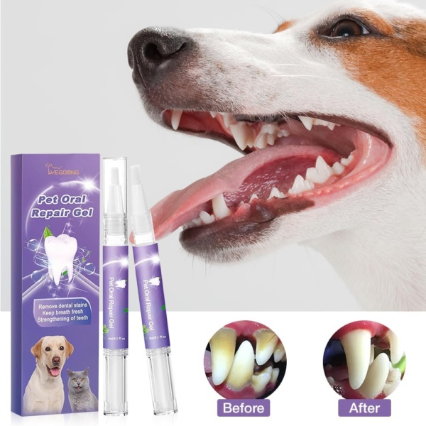 Pet Oral Repair Gel, 6PCS Dog Teeth Cleaning Products, Pet Oral Restoration Whitening Gel, Pet Toothbrush Pen, Pet Breath Freshener for Dogs & Cats, Keep Your Pet Oral Healthy - Image 6