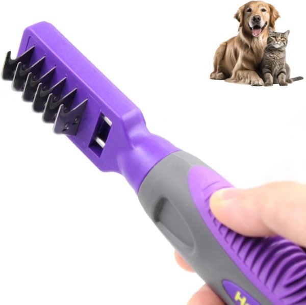 Hertzko 2-in-1 Dog Matt Remover & Grooming Brush - Cat Brush, Pet Hair Remover, Dematting Tools for Dogs - Effective Dematting Comb for Dogs and Cats, Ideal Matt Breaker and Dog Coat Care - Small
