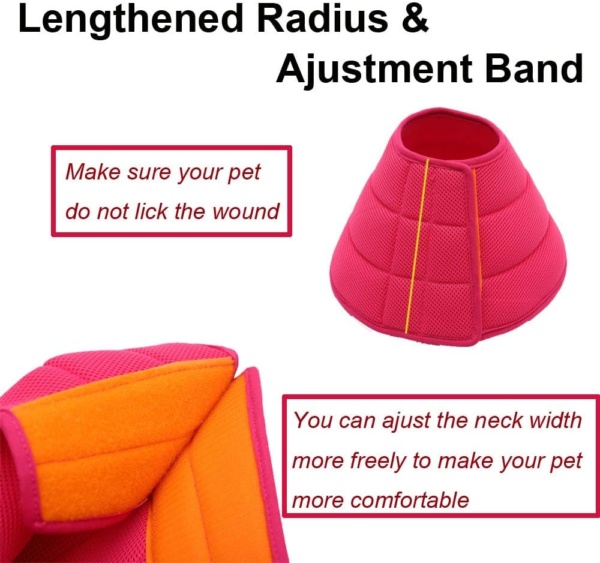 Pink Dog Soft Elizabethan Collar, Cat Soft Recovery Cone, Adjustable Mesh E-Collar, Machine Washable, Easy Drink Eat Sleep, Anti-Bite/Lick Cat Dog - Image 6