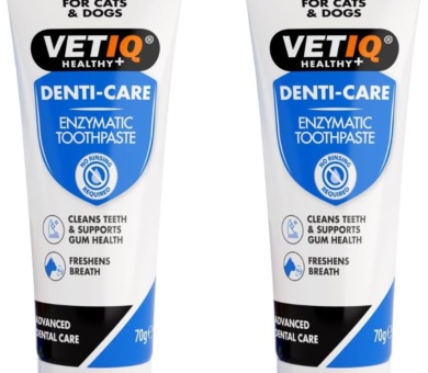 VETIQ Denti-Care Enzymatic Toothpaste Twin Pack for Cats 3+ Months & Dogs 2+ Months, Designed to Help Clean Teeth, Support Gum Health & Freshen Breath (2 x 70 g)