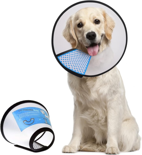 Supet Dog Cone Adjustable Pet Cone Recovery Collar Comfortable Pet Cone Collar Protective for After Surgery Anti-Bite Lick Wound Healing Safety Practical Plastic E-Collar for Dogs and Cats (White XXL)