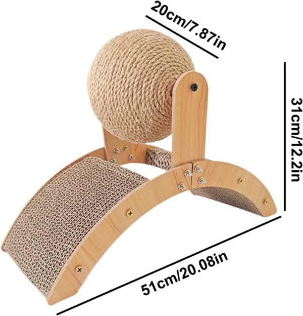 Cat Scratcher Toy, Kitten Claw Grinding Ball, Wooden Sisal Scratcher, Furniture Protector, Exercise and Claw Health Promoter, for Indoor Outdoor Pet Play, 20.08x12.2x7.87 inches - Image 5