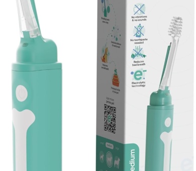Dog Toothbrush | Innovative Eletrolytic Technology | Improves Oral Health & Reduces Bad Breath | No Vibrations & Silent Teeth Cleaning Brush | No Toothpaste Needed | Dog Teeth Cleaning Kit
