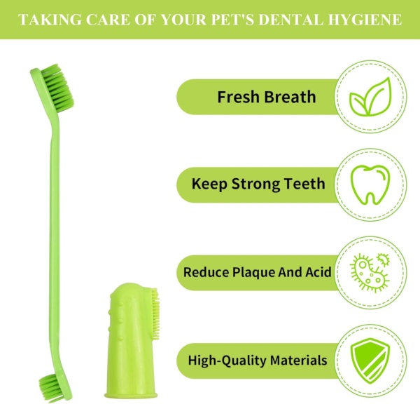 Dog Toothbrush 6 Pcs, Long Handle Double Head Pet Toothbrushes and Pet Finger Teeth Brush for Dogs Tooth Cleaner Care for Small to Large Dogs Cats Cleaning Mouth - Image 4