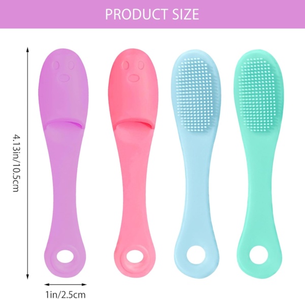 4 Pack Dog Finger Toothbrush, Cat Chin Brush Finger Brush, Pet Dog Toothbrush, Food Grade Silicone Scrubber for Cats Chin Cleaner for Puppies and Cats Dental Care Teeth Cleaning - Image 2