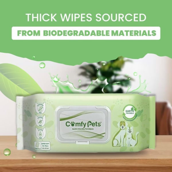 Wet Wipes | Soft and Thick Fragrance Free Pet Wipes | Cats & Dog Wipes for Ears, Paws, Body, and Bum | Biodegradable Pet Wipes for Puppies (Pack of 1 (104 Wipes)) - Image 6