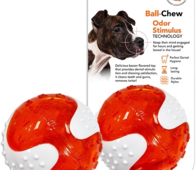 Chew Ball for Dogs, Bacon Scented Durable Dog Ball Toy, Long-Lasting & Tough Balls for Oral Health, Odor Stimulating Dog Toys for Aggressive Chewers