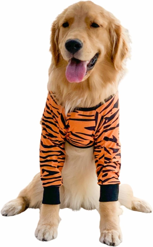 Dog Elbow Protector for Calluses, Dog Joint Recovery Sleeve for Prevent Licking Wound, Elbow Sleeves with Mesh Pad for Medium Large Dogs (L, Tiger) - Image 2