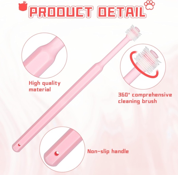 2 Pack Small Dog & Cat Toothbrush,360 Degree Soft Silicone Pet Toothbrush Cat Dental Care Dog Oral Hygiene Deep Clean Pet Teeth Cleaning Kit (Small Size) - Image 3