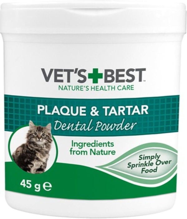 Vet's Best Natural Dental Powder for Cats | Clean Teeth and Fresh Breath - 45g