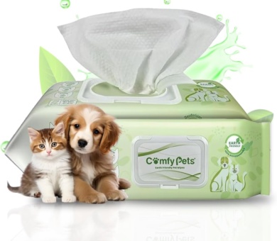 Wet Wipes | Soft and Thick Fragrance Free Pet Wipes | Cats & Dog Wipes for Ears, Paws, Body, and Bum | Biodegradable Pet Wipes for Puppies (Pack of 1 (104 Wipes))