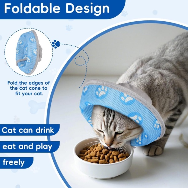 Flintronic Cat Cone Collar Soft, Adjustable Cat Recovery Collars & Cones to Stop Licking After Surgery, Pet Recovery Collar, Suitable for Pet Medical for Rehabilitation Wound Healing (M) - Image 4
