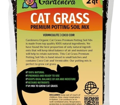 Cat Grass Planting Medium - Promote Healthy Digestion and Dental Health for Your Cat - 2 QUARTS