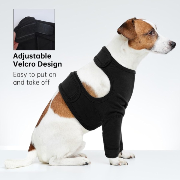 Dog Leg Recovery Sleeve - Small Dog Recovery Suit, Wound Protector, Body Suit After Surgery - Alternative to Cone Collars (Black, S) - Image 5