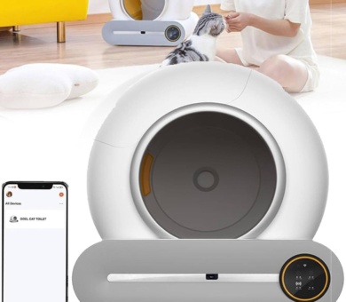 Self Cleaning Cat Litter Box 65L, App Control And Health Monitoring,Safe Anti-Pinch,Ion Deodorisation,9l Waste Bin, For Multiple Cats, With Garbage Bags