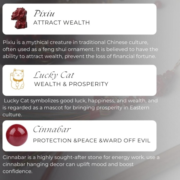 Chinese Feng Shui Fortune Bead Lucky Cat Pendant Health and Longevity Gourd Pendant - Image 5