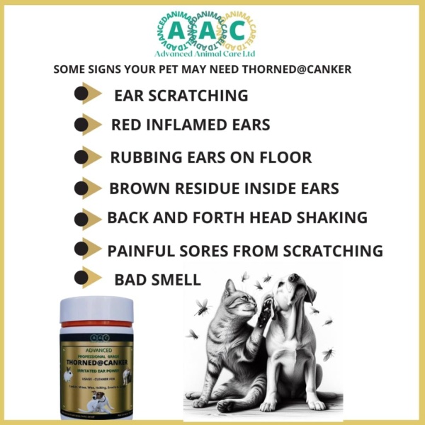 AAC Advanced Animal Care Thorned@Canker 30g For Ears & Paws. Itchy, Inflammed,Sore, Waxy, Dirty, Smelly Canker/Mites Treatment For Dogs Cats Rabbits - Image 2