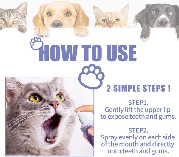 Pets Dental Teeth Cleaning Spray,Pets Oral Spray,Pet Oral Spray for Dogs and Cats,Teeth Cleaning Spray,Pets Dental Care Bad Breath Treatment,Breath Freshener Spray Natural - Image 5