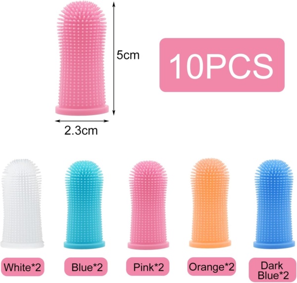 10Pcs Dog Toothbrush, 360º Dog Finger Toothbrush, Silicone Pets Teeth Cleaning Toothbrush Kit, Suitable for Dogs and Cats, Dog Plaque Dog Dental Cleaning Care - Image 7